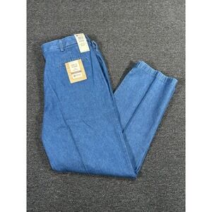 New Haggar Work To Weekend Denim Jeans Men's 40x32 Blue Classic Fit Pleated